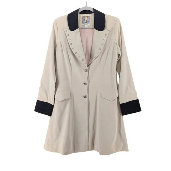 Vtg 90s Desert West Sherry Holt Western Duster Coat XS Faux Suede Sheriff Star - Picture 1 of 11